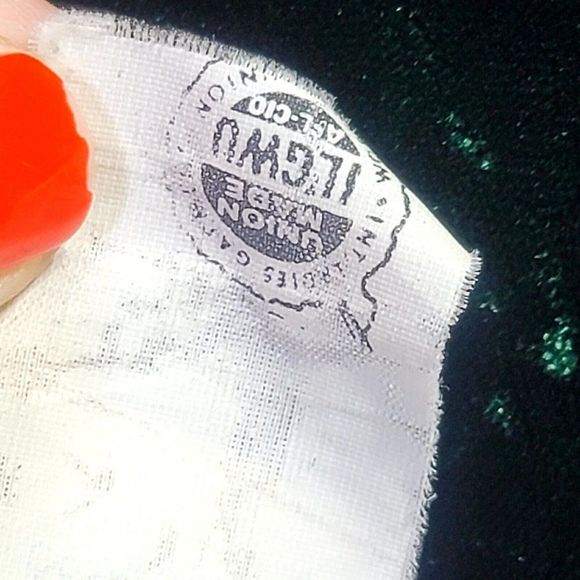 Vintage 80s Carroll Reed M/L Emerald‎ Green Crushed Velvet Mockneck L/S Dress - Picture 11 of 12